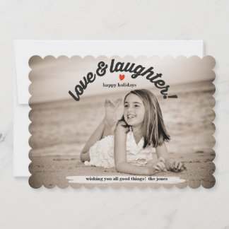 Liebe & Lachen mit Rückseitenfoto Feiertagskarte