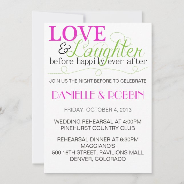 Liebe & Lachen Probe Einladung (Vorderseite)