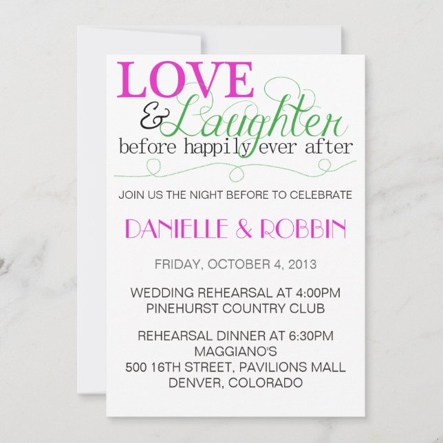 Liebe & Lachen Probe Einladung (Vorderseite)