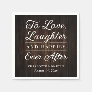 Liebe lachen Rustikales Holz Hochzeit Napkins Serviette
