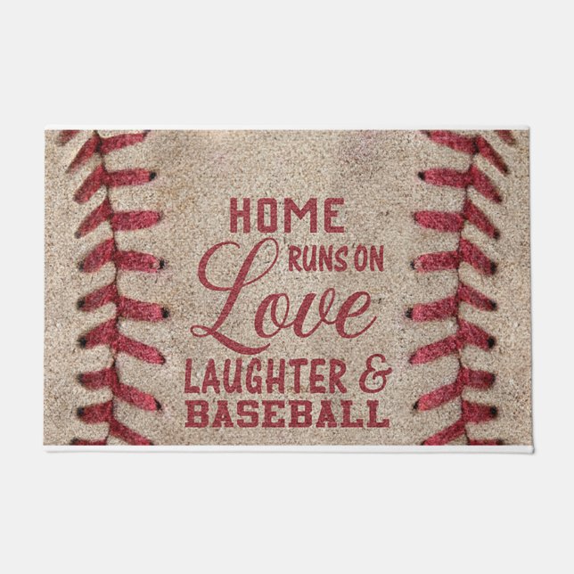 Liebe-Lachen und Baseball Fußmatte (Vorderseite)