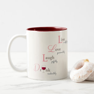 Liebe lachen und trinken zweifarbige tasse