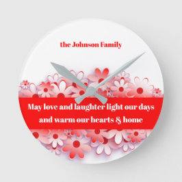 Liebe & Lachen Warmen Herz & Zuhause Blume Runde Wanduhr