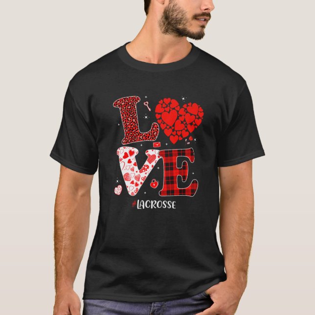 Liebe Lacrosse Herzenslust Funny Valentin T-Shirt (Vorderseite)