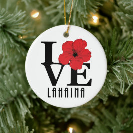 LIEBE Lahaina Roter Hibiskus Keramik Ornament
