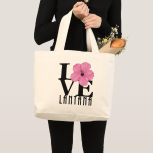 LIEBE Lantana PinkHibiscus Jumbo Stoffbeutel