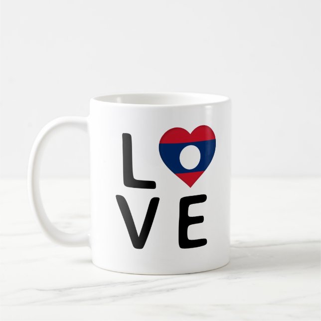 Liebe - Laos-Flagge Kaffeetasse (Links)