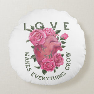 Liebe lässt alles wachsen - romantische Blumenkuns Rundes Kissen