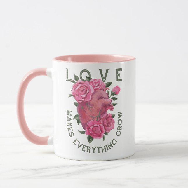 Liebe lässt alles wachsen - romantische Blumenkuns Tasse (Links)