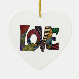 LIEBE lässt die Welt umrunden Keramik Ornament