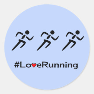 Liebe laufendes hashtag Sloganblau Runder Aufkleber