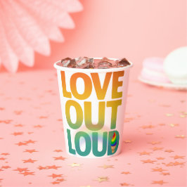 Liebe laut Retro-Pride-Typografie-Design Pappbecher