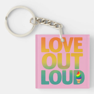 Liebe laut Retro-Pride-Typografie-Design Schlüsselanhänger