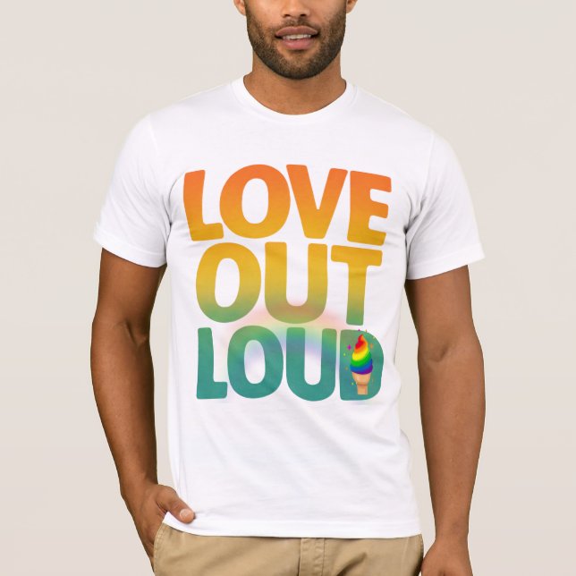 Liebe laut Retro-Pride-Typografie-Design T-Shirt (Vorderseite)