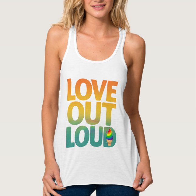 Liebe laut Retro-Pride-Typografie-Design Tank Top (Vorderseite)