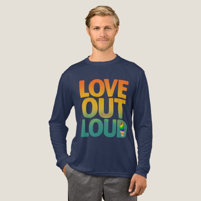 Liebe laut Retro-Pride-Typografie-Design Tri-Blend Shirt (Volle Vorderseite)