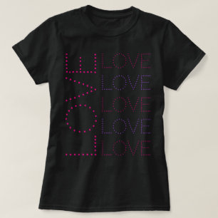 LIEBE Lavendel und rosa gepunktete Typografie T-Shirt