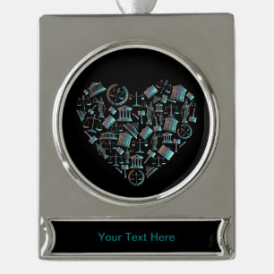 Liebe Law - Minimalistisches Lunar Green Heart Banner-Ornament Silber
