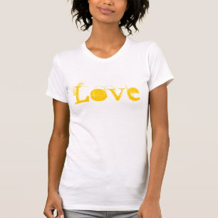 Liebe Leben in Vintagem Weiß und Gold T-Shirt