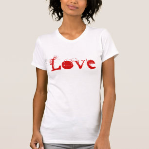 Liebe Leben in Vintagem Weißrot und Gold T-Shirt