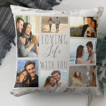 Liebe Leben mit dir 7 Foto Collage Gray Marmor Kissen<br><div class="desc">Schick und stilvoll gestaltetes Foto-Collage Kissen, das Sie mit 7 Ihrer Lieblings-Fotos personalisieren können. Die Vorlage ist für Sie bereit, um Ihre Fotos hinzuzufügen, und arbeitet im Uhrzeigersinn von oben verlassen. Ihre Fotos sind Set gegen einen modernen grauen und weißen Marmor. Die Formulierung lautet "liebevolles Leben mit dir" in eleganter...</div>