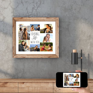 Liebe Leben mit dir 7 FotoCollage   weiß Poster
