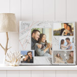 Liebe Leben mit dir Gray Marble 5 Foto Collage Künstlicher Leinwanddruck<br><div class="desc">Stilvolle Imitate Leinwand, die Sie mit 5 Ihrer Lieblings-Fotos personalisieren können. Die Vorlage ist für Sie bereit, um Ihre Fotos hinzuzufügen, die von verlassen nach rechts arbeiten. Ihre Fotos sind Set gegen einen modernen, grauen und weißen Wassermarmor mit einem eleganten geometrischen Design in Grau und Korallen. Der Wortlaut lautet "Leben...</div>