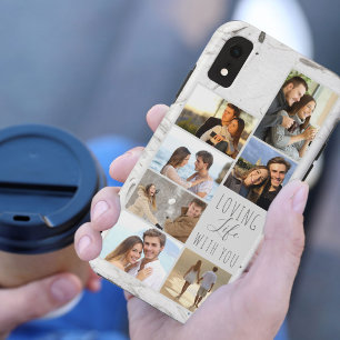 Liebe Leben mit dir Gray Marble 7 Foto Collage Case-Mate iPhone Hülle