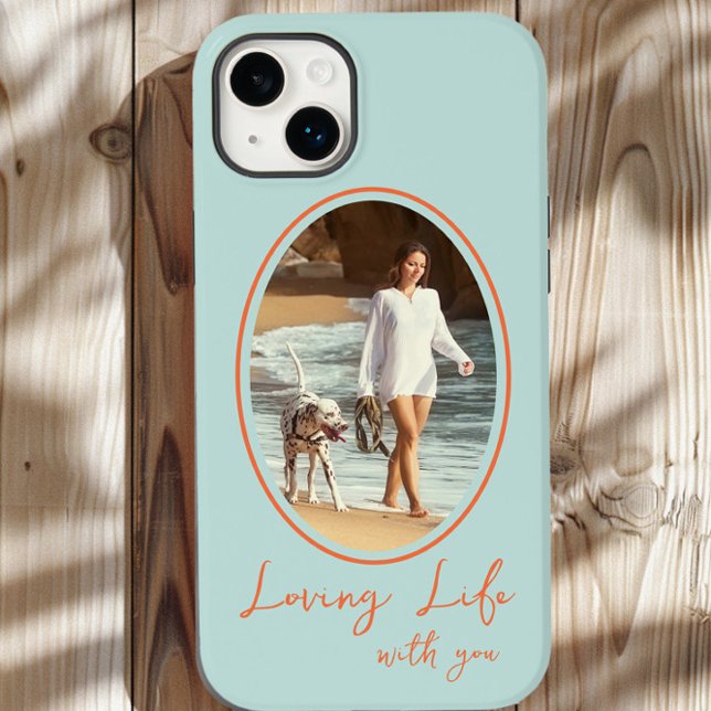 Liebe Leben mit dir Mint Orange Gerahmtes Foto Case-Mate iPhone Hülle (Mint and Orange iphone case with photo by Darling & May)