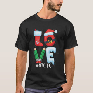 Liebe lebenslange Weihnachtsmannmütze Xmas Arbeits T-Shirt