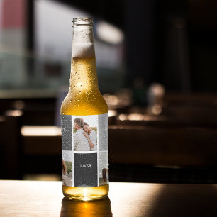 Liebe lebt hier   Drei-Foto-Familiengeschenk Bierflaschenetikett