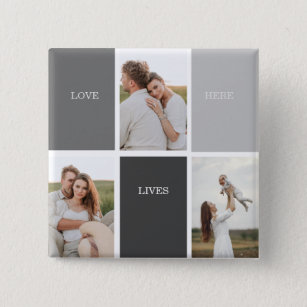 Liebe lebt hier   Drei-Foto-Familiengeschenk Button