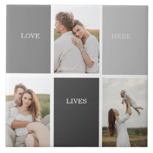 Liebe lebt hier   Drei-Foto-Familiengeschenk Fliese