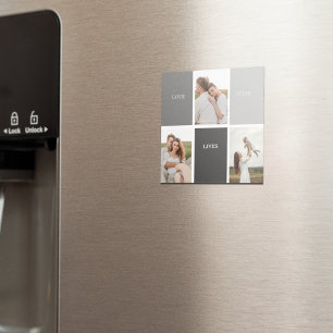 Liebe lebt hier   Drei-Foto-Familiengeschenk Magnet