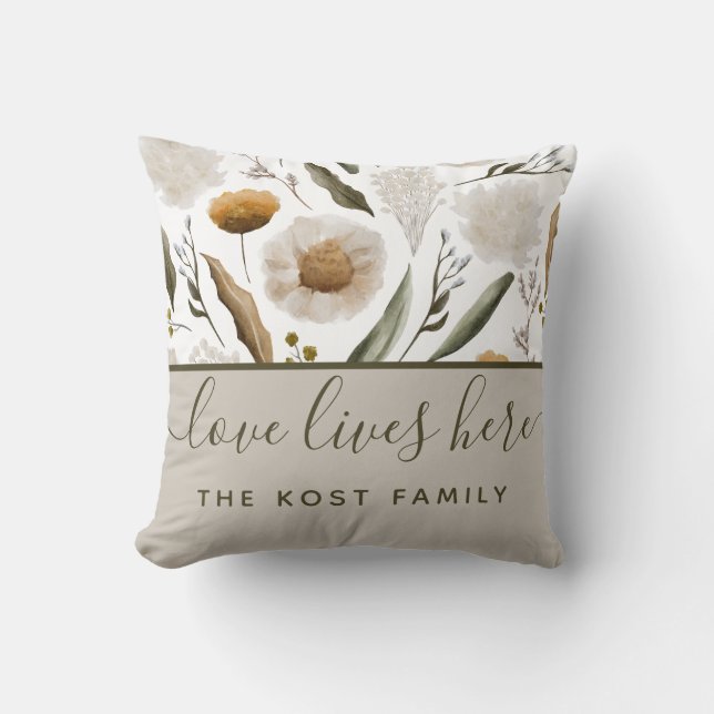Liebe lebt hier und nennt Throw Pillow Kissen (Vorderseite)