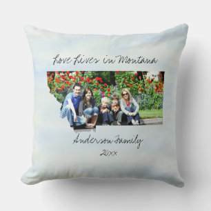 Liebe lebt in Montana Staat Gestaltetes Foto Kissen