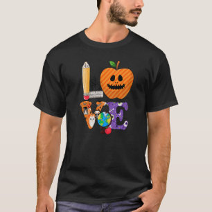 Liebe Lehrer Apple Beängstigend Gesichtslehrer Hal T-Shirt