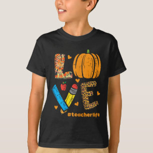 Liebe Lehrer Pumpkin Leopard Herbst Thanksgiv T-Shirt