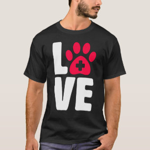Liebe Lehrer Schule Lehrer Erzieher Red Dog Paw T-Shirt