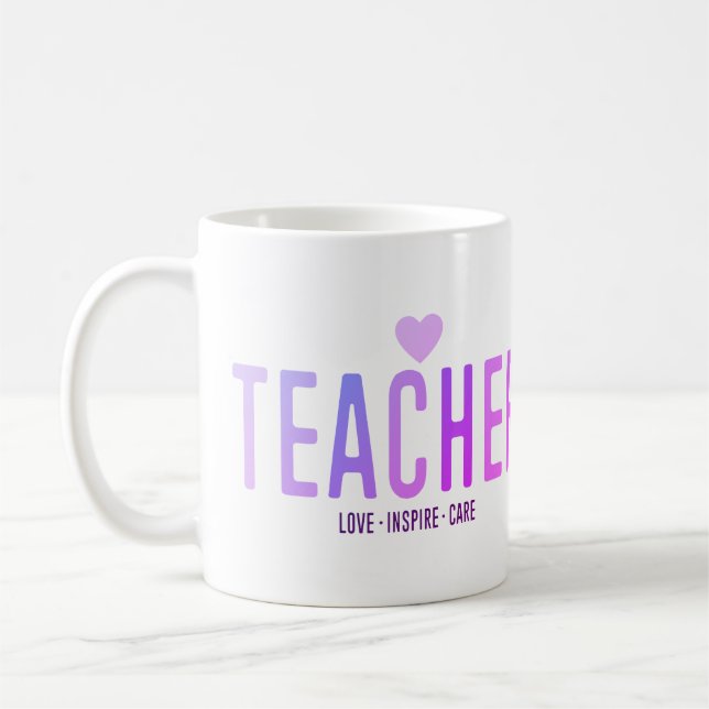 Liebe Lehrerbewertung Inspirier Betreuung Lila Kaffeetasse (Links)