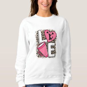 Liebe Leopard drucken rosa Crew Pullover