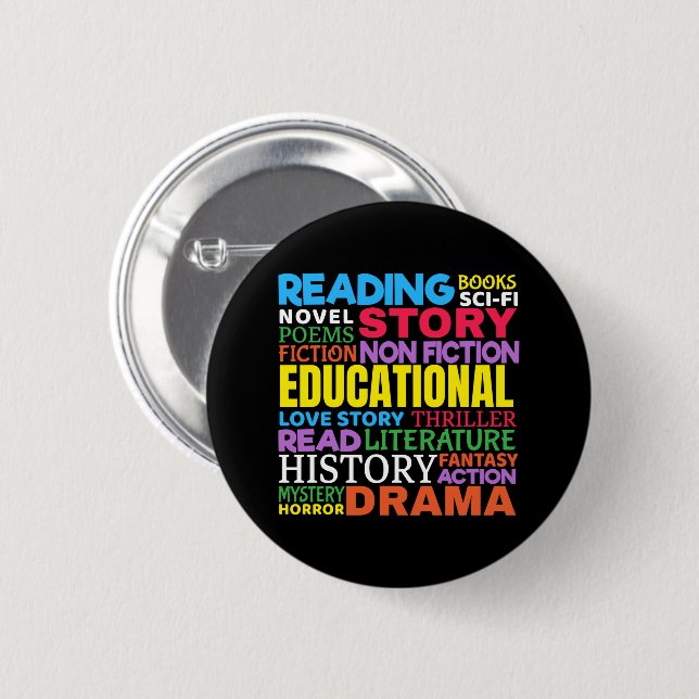 Liebe Lesen von Büchern - Genre Word Art Button (Vorne & Hinten)