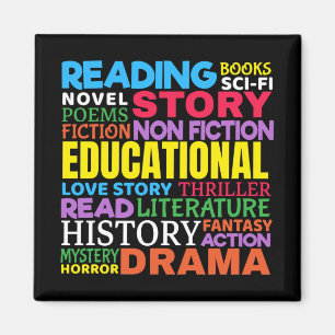 Liebe Lesen von Büchern - Genre Word Art Magnet