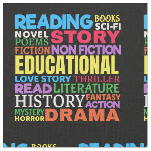 Liebe Lesen von Büchern - Genre Word Art Stoff
