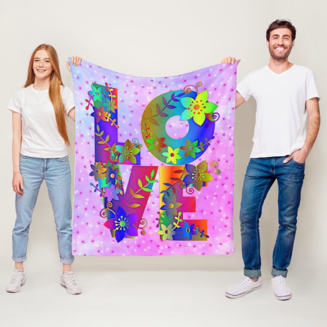 LIEBE Letter Word Blume Fleecedecke (Beispiel)
