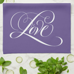 LIEBE Letting Ultra Violet Lila Calligrafy Küchentuch