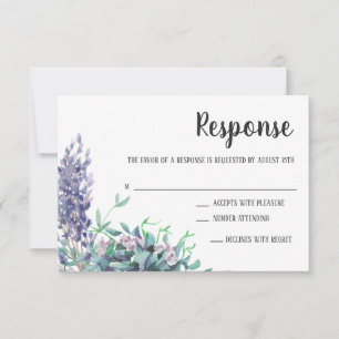 Liebe Levene Floral Eukalyptus Lila Reaktion RSVP Karte