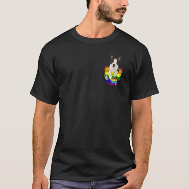 Liebe Lgbt Gay Pride Month Lgbt Boston Terrier Poc T-Shirt (Vorderseite)