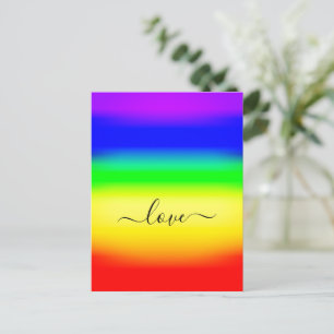 Liebe LGBT Rainbow Pride Ombre Script Swash Postkarte