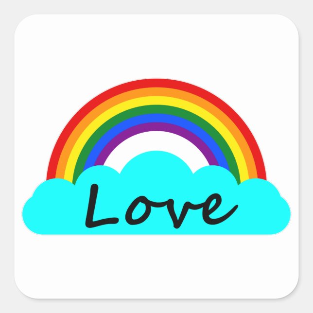 Liebe - LGBT Rainbow Quadratischer Aufkleber (Vorderseite)